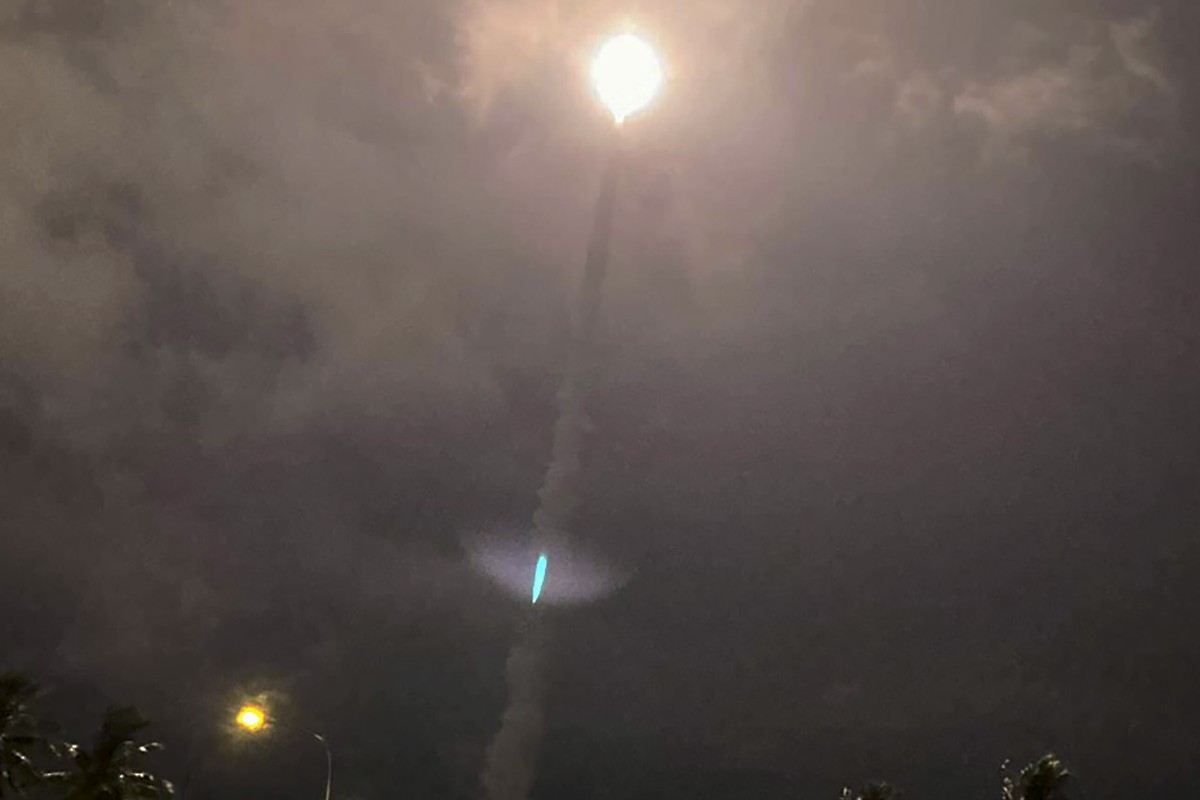 A Taiwanese missile is test-fired on Thursday night as part of a two-day programme. Photo: CNA