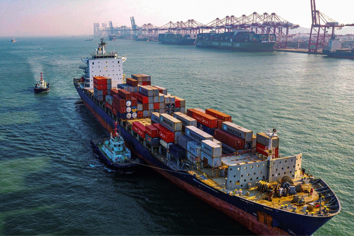 A cargo ship makes its way at Qingdao port. Customs data on Chinese car parts suppliers has allegedly been leaked to a foreign company. Photo: AFP