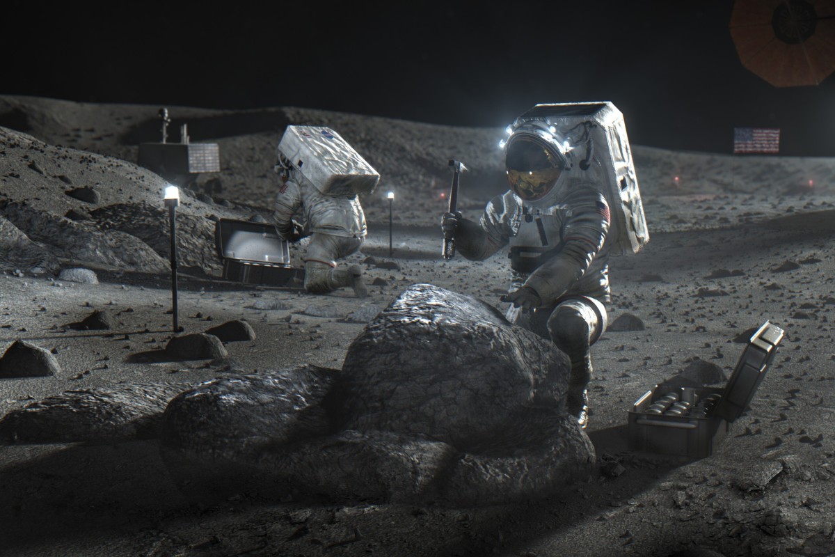 An illustration depicting Artemis astronauts on the moon. Photo: Nasa via AP An illustration depicting Artemis astronauts on the moon. Photo: Nasa via AP