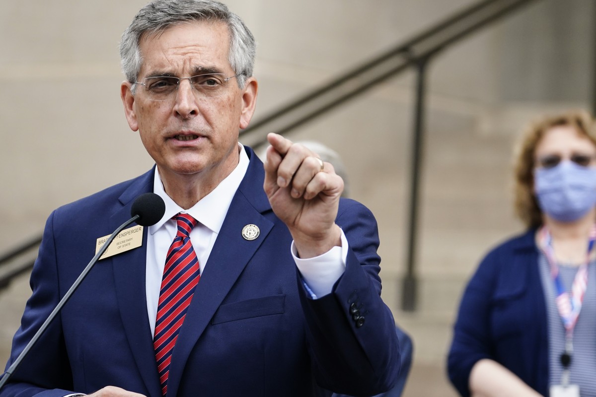Georgia Secretary of State Brad Raffensperger announcing in Atlanta that election officials will conduct a recount of the state’s presidential vote; Democrat Joe Biden leads US President Donald Trump by more than 14,000. Photo: AP