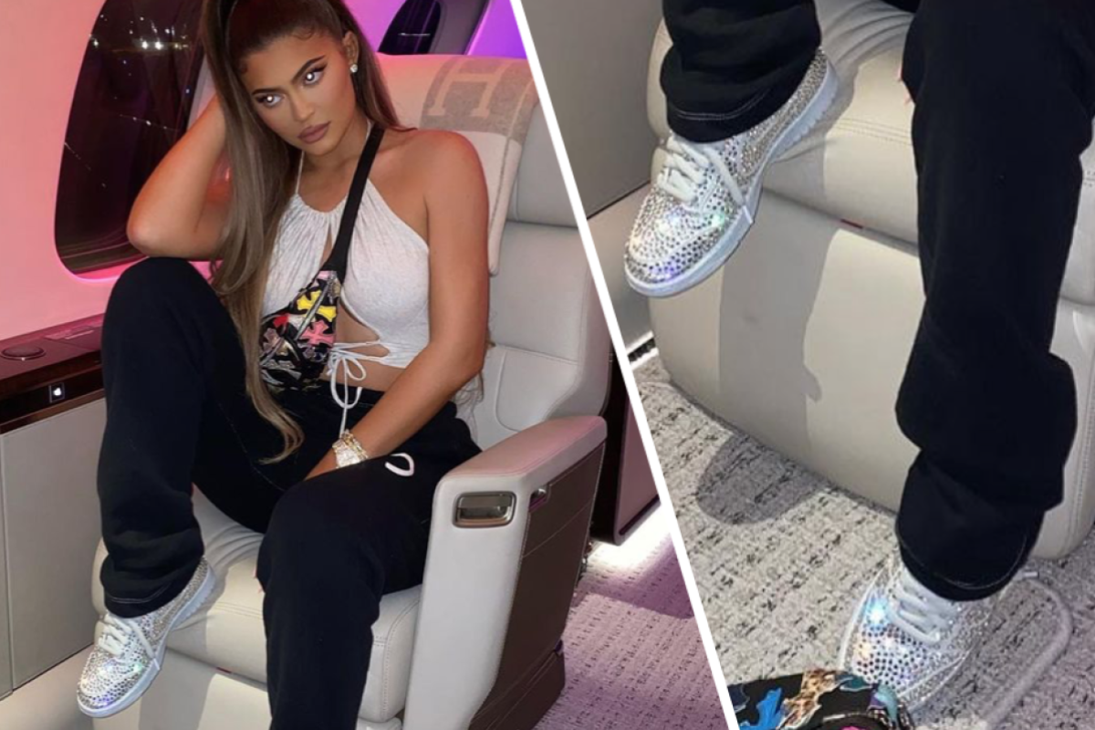 kylie jenner white trainers