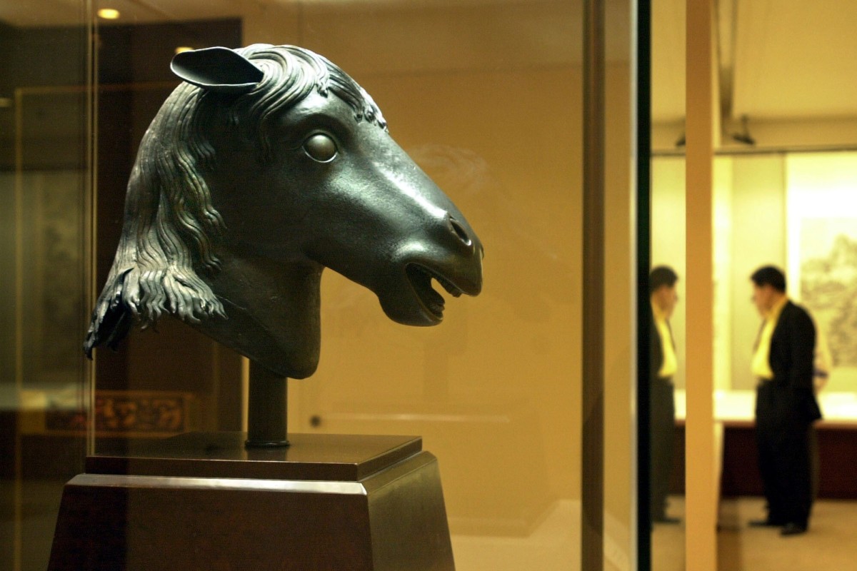 The bronze horse head, dated circa 1750, is from a series of 12 zodiac animal sculptures that once adorned a fountain at Beijing’s Old Summer Palace. Photo: AP