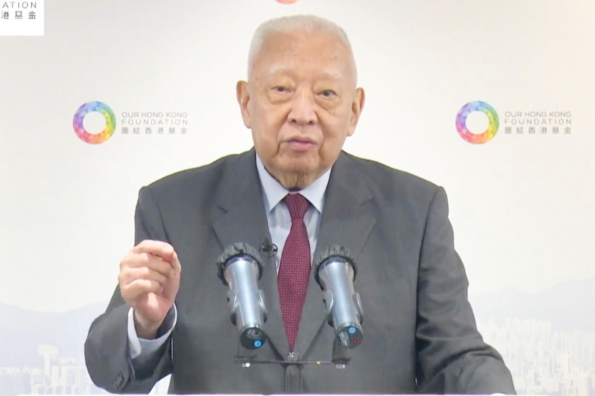 Former Hong Kong leader Tung Chee-hwa speaks during a web seminar organised by his think tank, Our Hong Kong Foundation, on Friday. Photo: Facebook