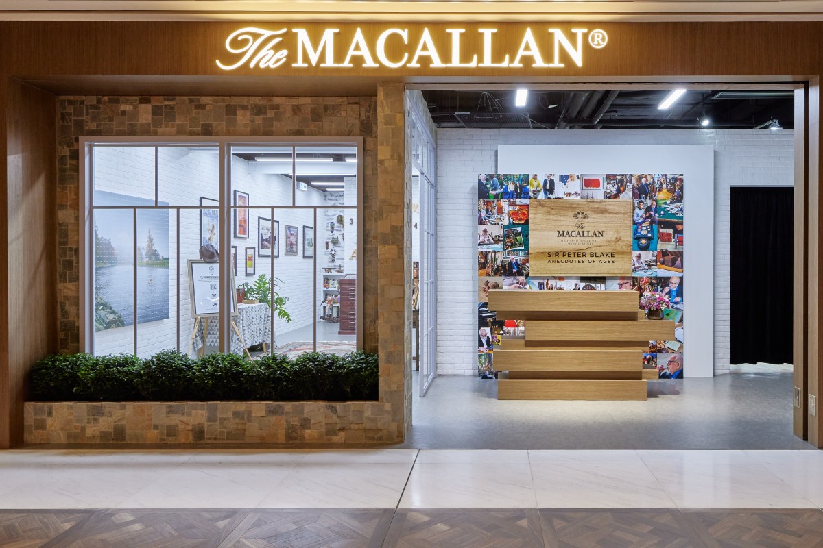 A replica of British pop artist Sir Peter Blake’s studio and a display of his collage artwork, created for the labels of 13 limited-edition bottles of The Macallan single-malt Scotch whisky, form part of the Anecdotes of Ages interactive exhibition, which is being staged at K11 MUSEA, in Kowloon, Hong Kong, until June 23.