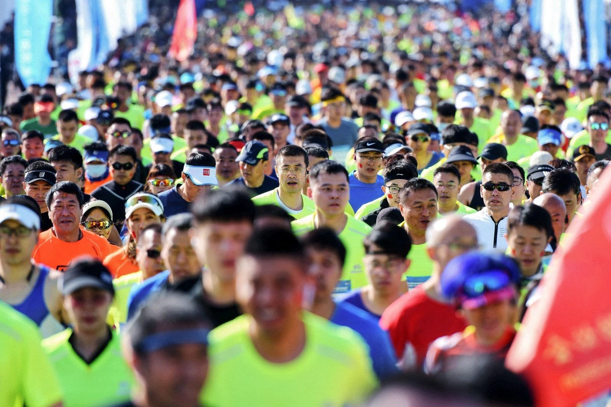 Runners take part in the Qingdao West Coast half marathon in China's eastern Shandong province on April 18. Photo: AFP