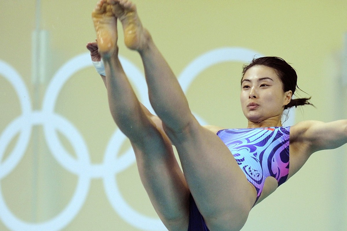 Chinese Olympic gold medallist Guo Jingjing, who will be a judge at the Tokyo games, diving during the 2008 competition in Beijing. Photo: AFP