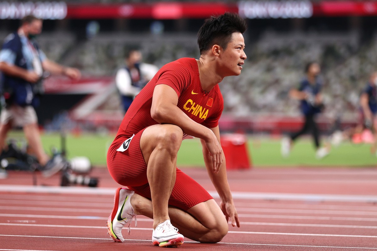 Su Bingtian of China reacts after competing in the men’s 100m final at the Tokyo 2020 Olympics. Photo: Getty Images