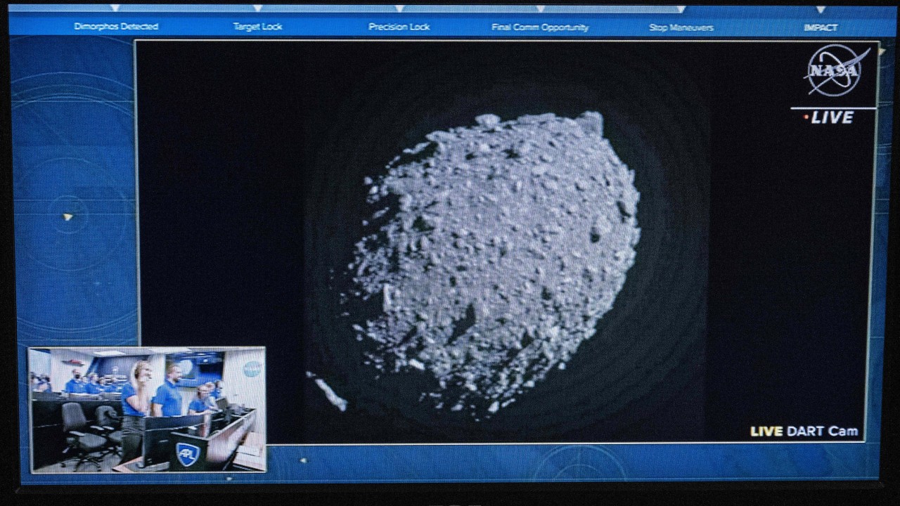 Nasa’s Dart spacecraft strikes asteroid in test of defence against killer space rocks
