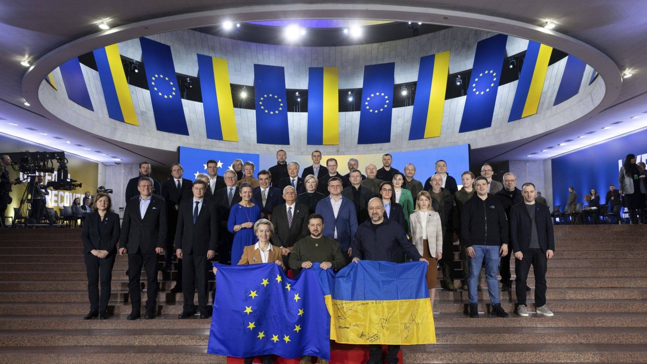EU leaders pledge support ‘every step of the way’ as air raid sirens sound across Ukraine during visit