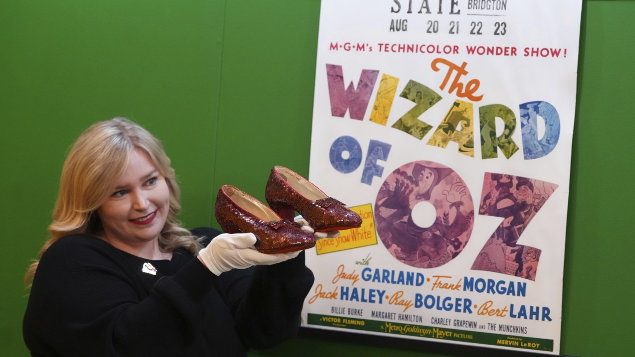 Stolen ruby slippers worn by Judy Garland in The Wizard of Oz auctioned for US$28 million