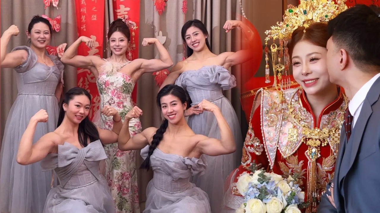 ‘Super fierce bridesmaids’ join muscle-bound China bride at wedding, spark guest excitement