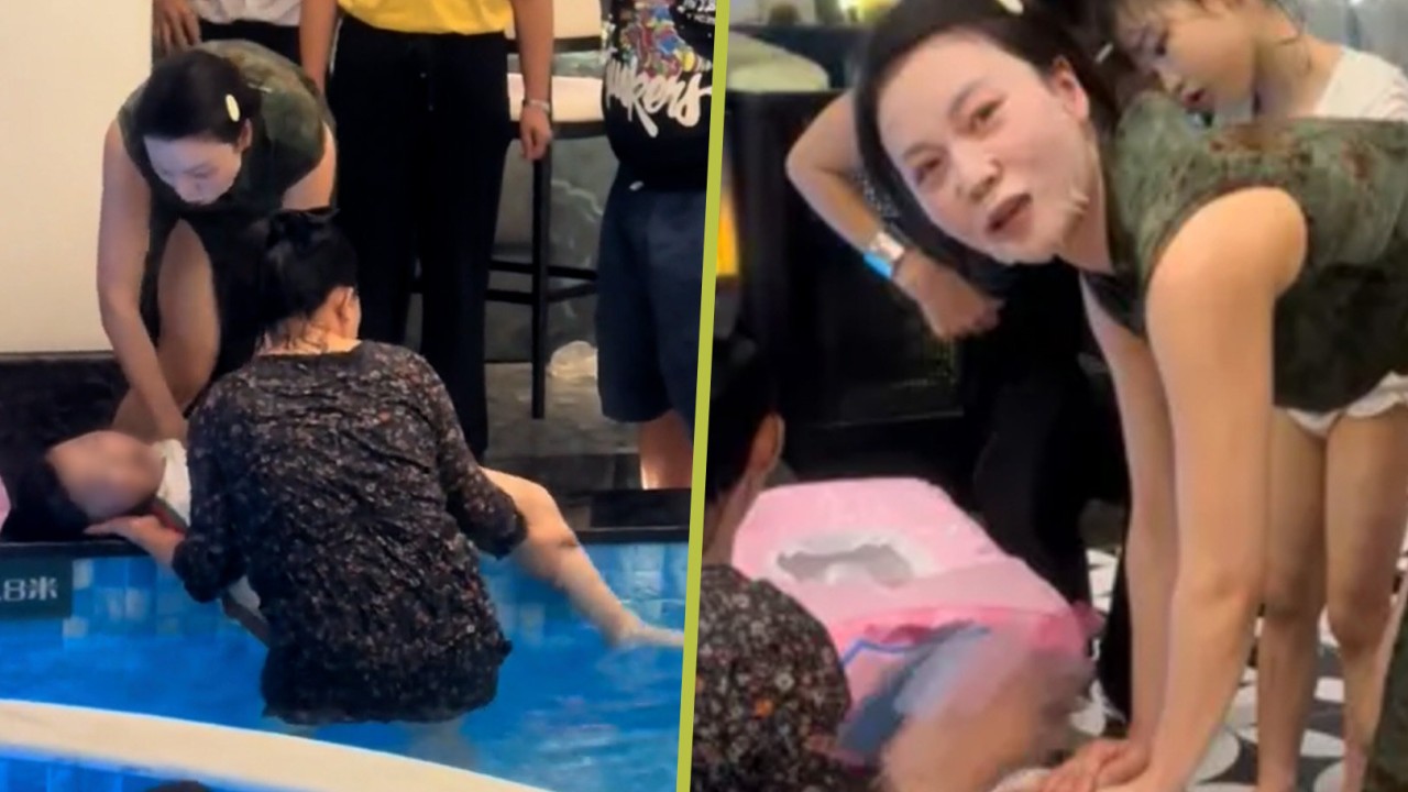 China ‘qipao superwoman’ saves drowning girl while relaxing by hotel pool with treatment mask