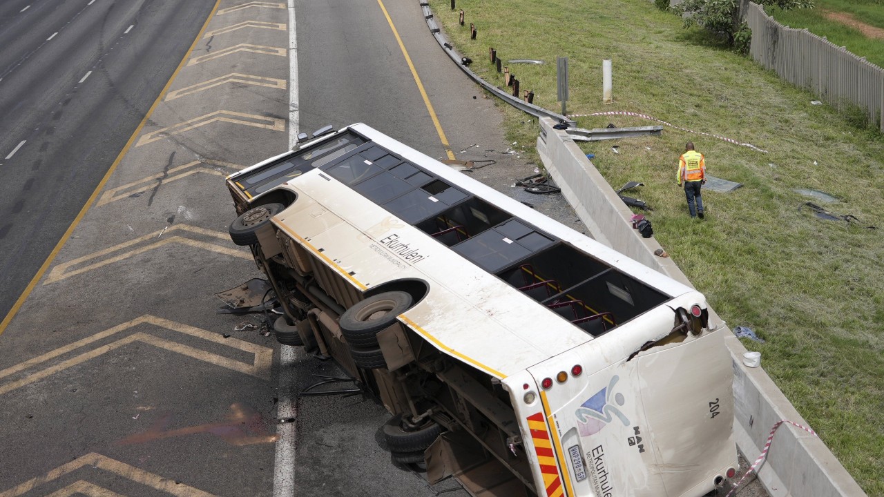 12 dead, dozens hurt as bus overturns on South Africa highway