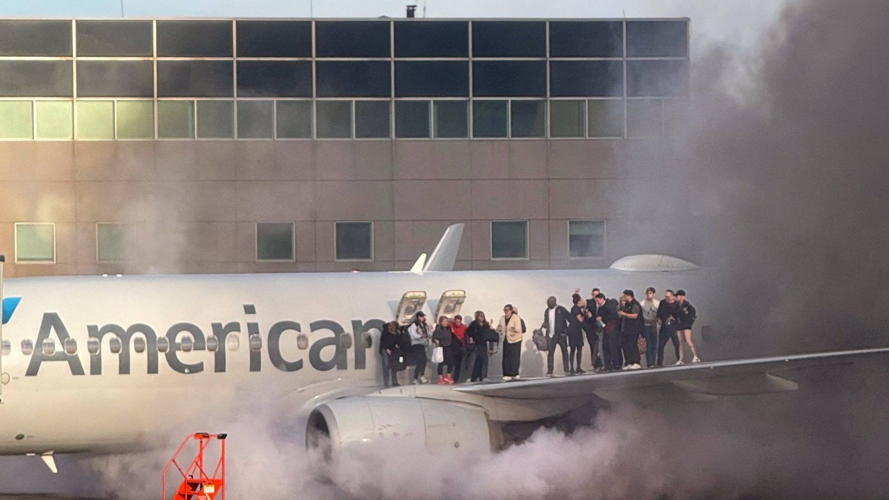 American Airlines plane catches fire at Denver airport, passengers evacuated on slides