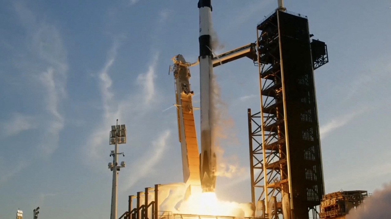 SpaceX launches new crew to space station to replace Nasa’s stuck astronauts