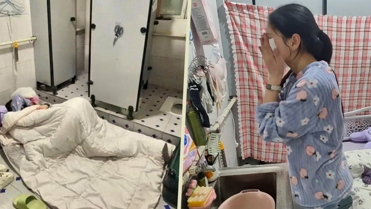 Young Chinese woman faces high rent, pays US$7 a month to sleep in office toilet