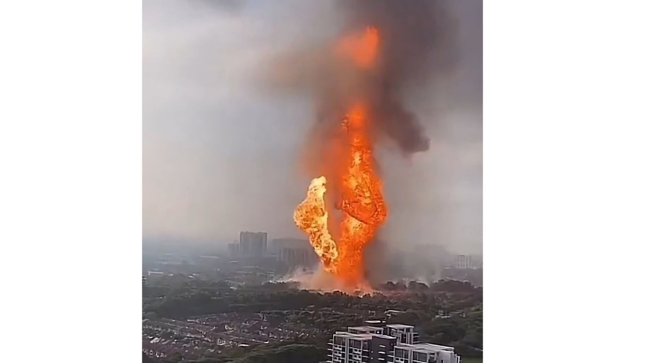 Towering inferno erupts on outskirts of Malaysia’s Kuala Lumpur