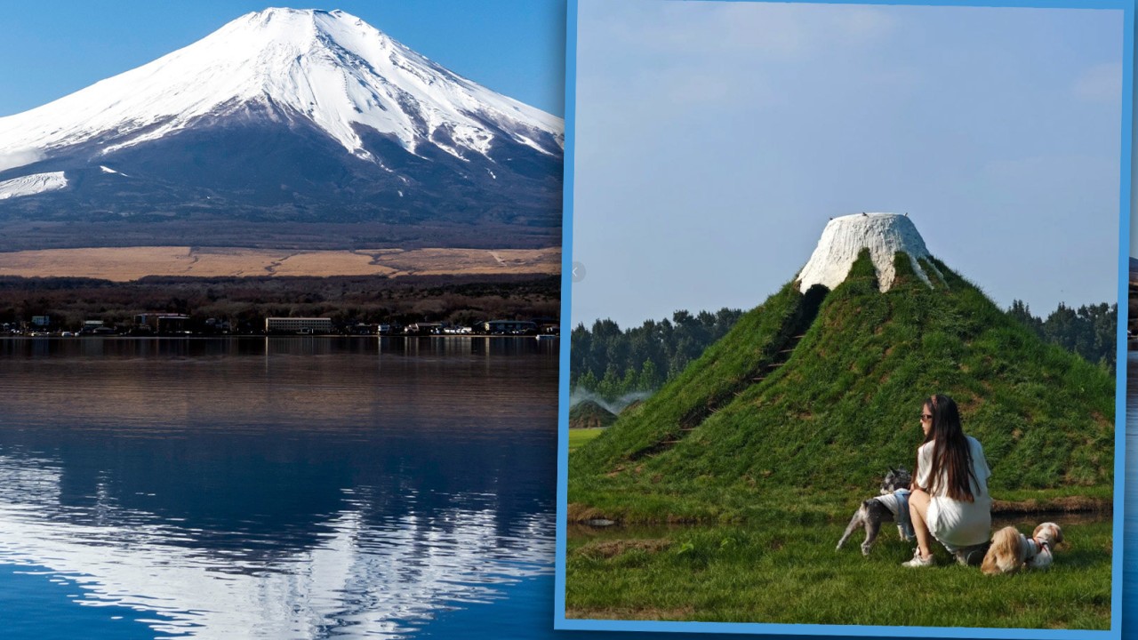 Chinese hilltop painted white to mimic Mount Fuji sparks online laughter