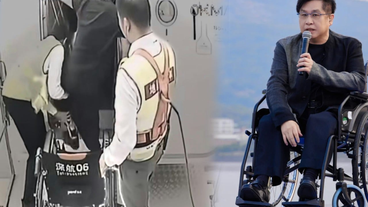 Taiwan wheelchair user criticises airport for making him ‘climb into plane’