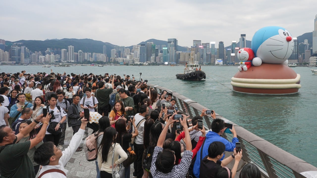 Hundreds flock to Hong Kong’s Water Parade featuring giant Labubu, Doraemon, Elmo