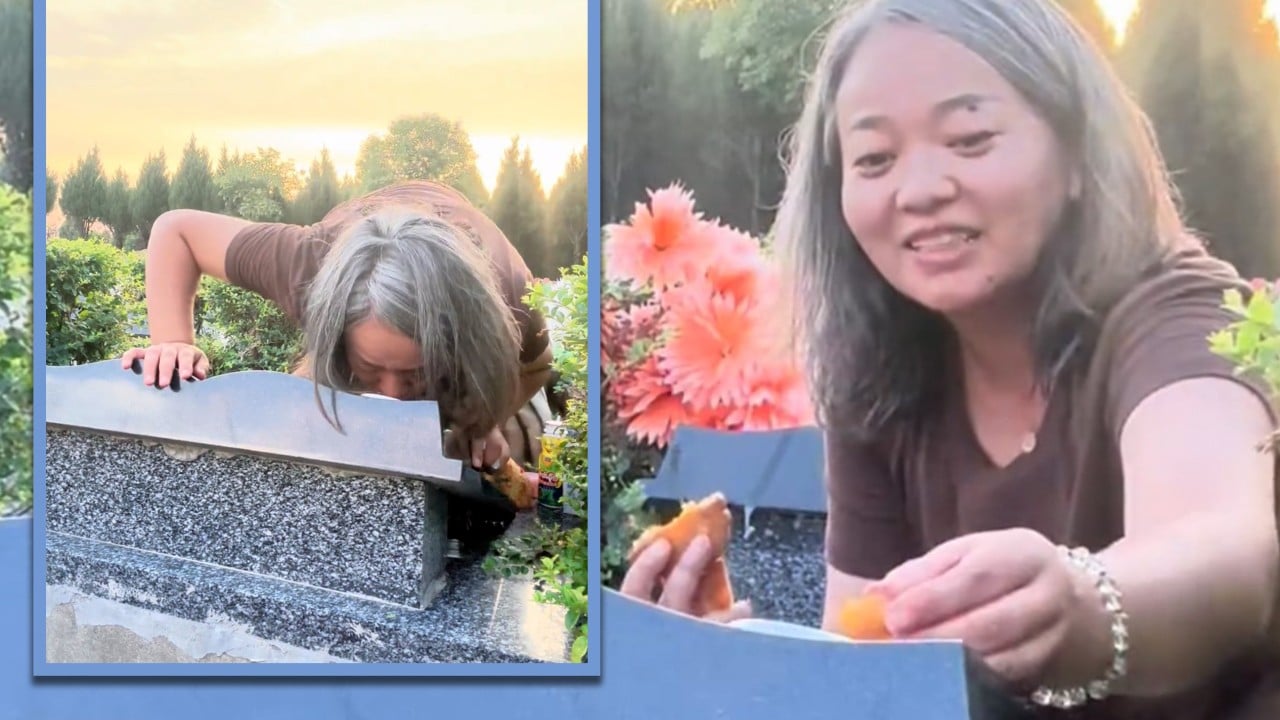 Chinese mum goes viral for kissing son’s gravestone, teaching him about afterlife
