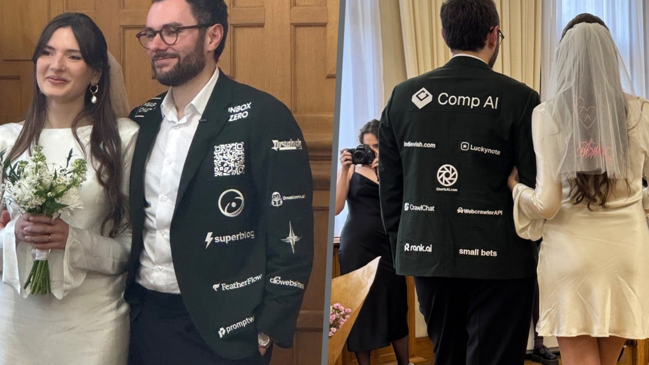 Frenchman sells advertising space on wedding suit, raises US$12,000 from start-ups