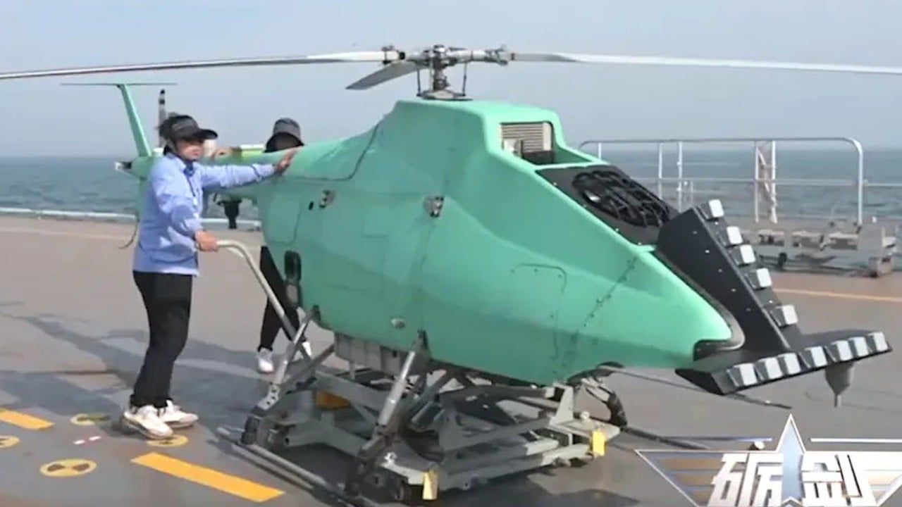 What ship did China use to test a drone helicopter at sea?
