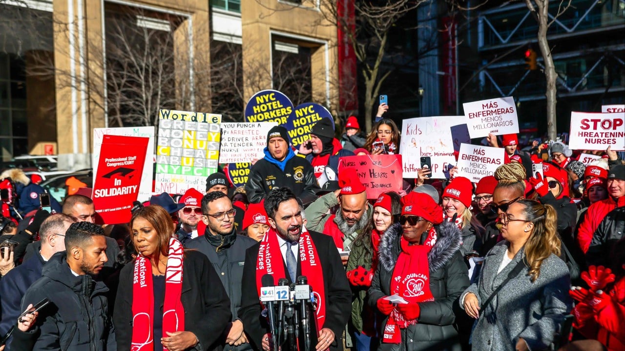 Zohran Mamdani joins New York City nurses on strike over labour dispute
