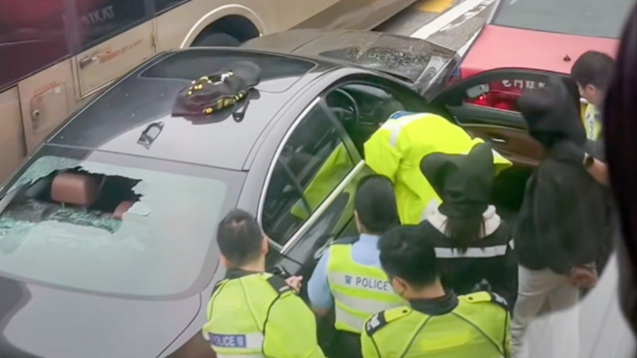 Driver, passenger arrested after BMW hits 3 vehicles in Hong Kong