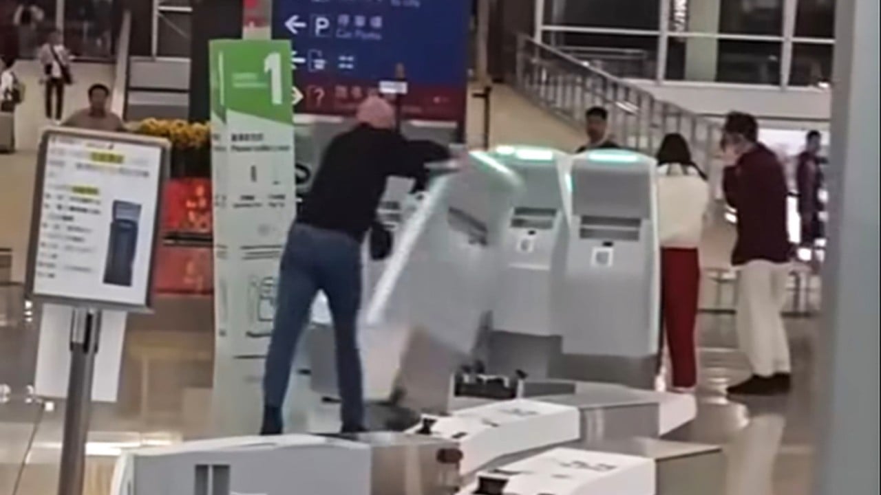 Hong Kong police arrest foreign national for wrecking airport kiosks in viral video