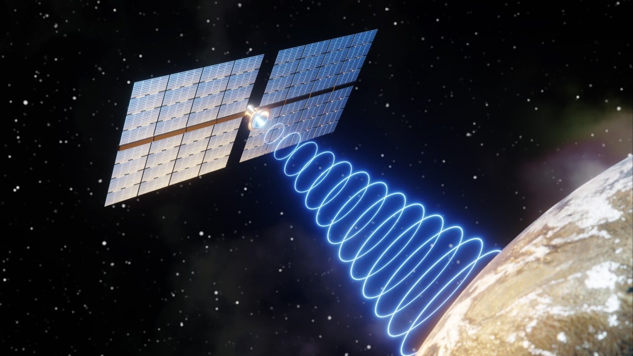 Artist rendering of space-based solar power satellite concept