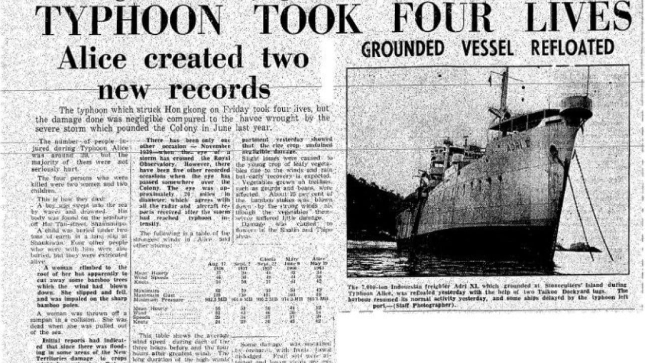 In 1961, Typhoon Alice claims 4 lives in Hong Kong – SCMP archive