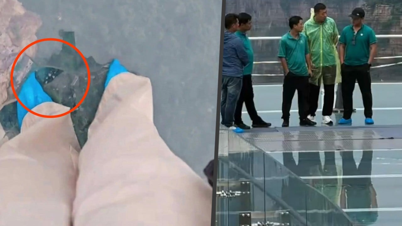 China teenager cracks panel on tourist site’s glass bridge; public questions structural quality