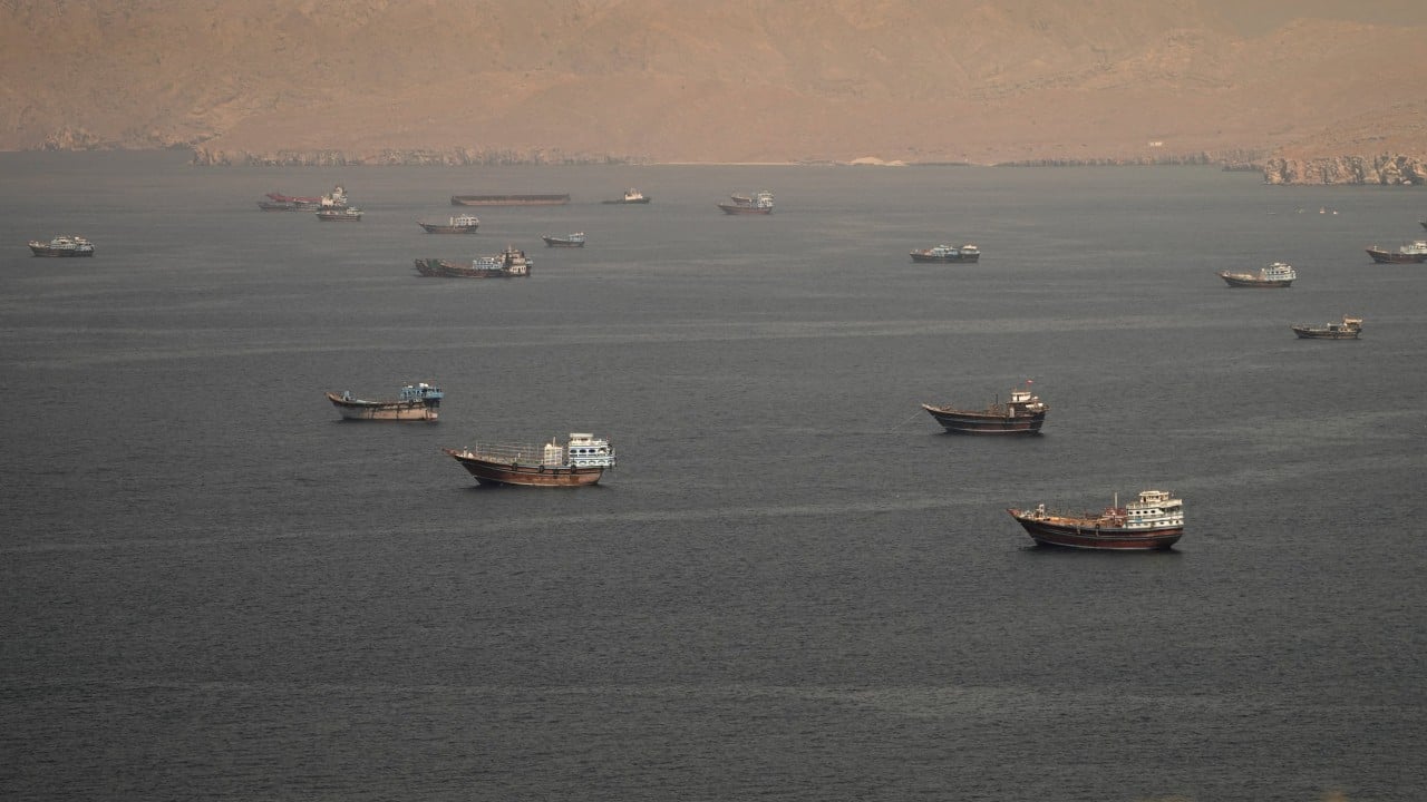 Tanker set ablaze after hit by projectile in Strait of Hormuz region