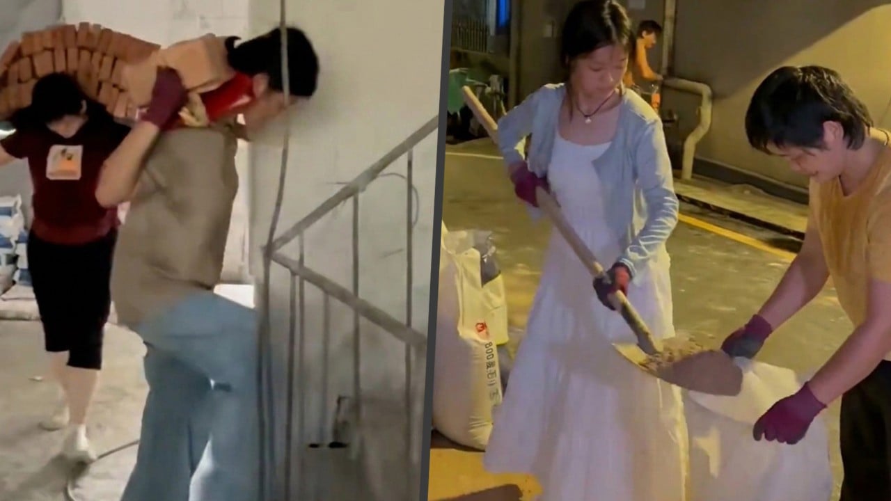 Chinese teen helps mum carry bricks at construction site to earn university tuition