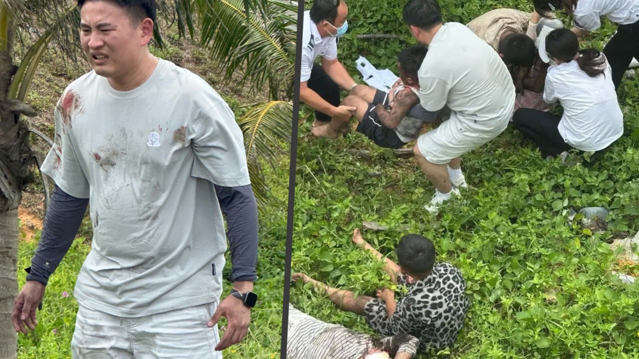 Honeymooning Chinese policeman and wife save family of 5 from teetering car on slope edge
