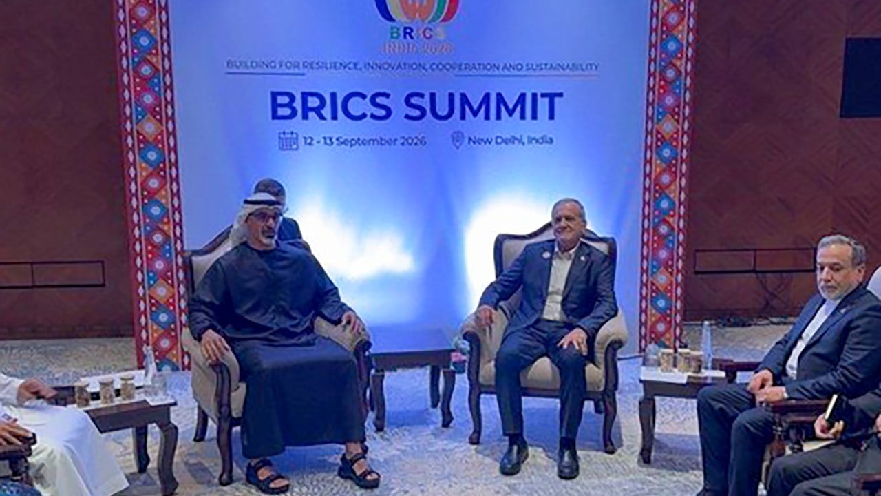 Iranian president, Abu Dhabi crown prince meet on sidelines of Brics summit in India