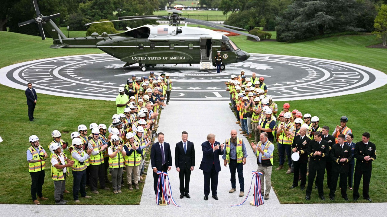 Trump inaugurates White House helipad but networks skip coverage over media ban