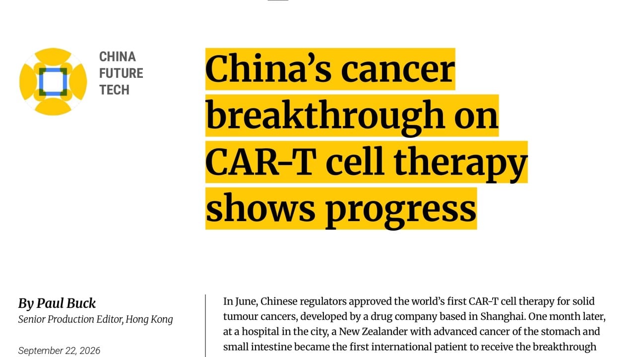 China’s cancer breakthrough on CAR-T cell therapy shows progress