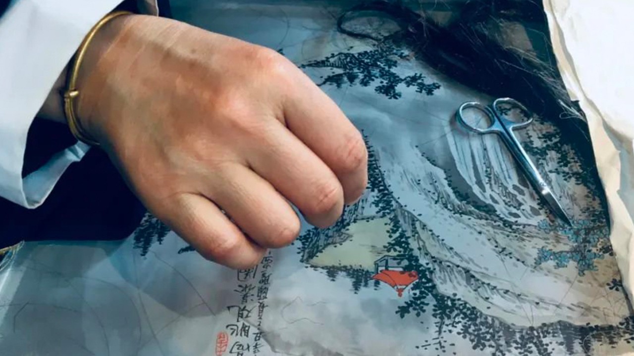 Chinese hair embroidery uses human hair instead of silk thread to create ultra-fine portraits