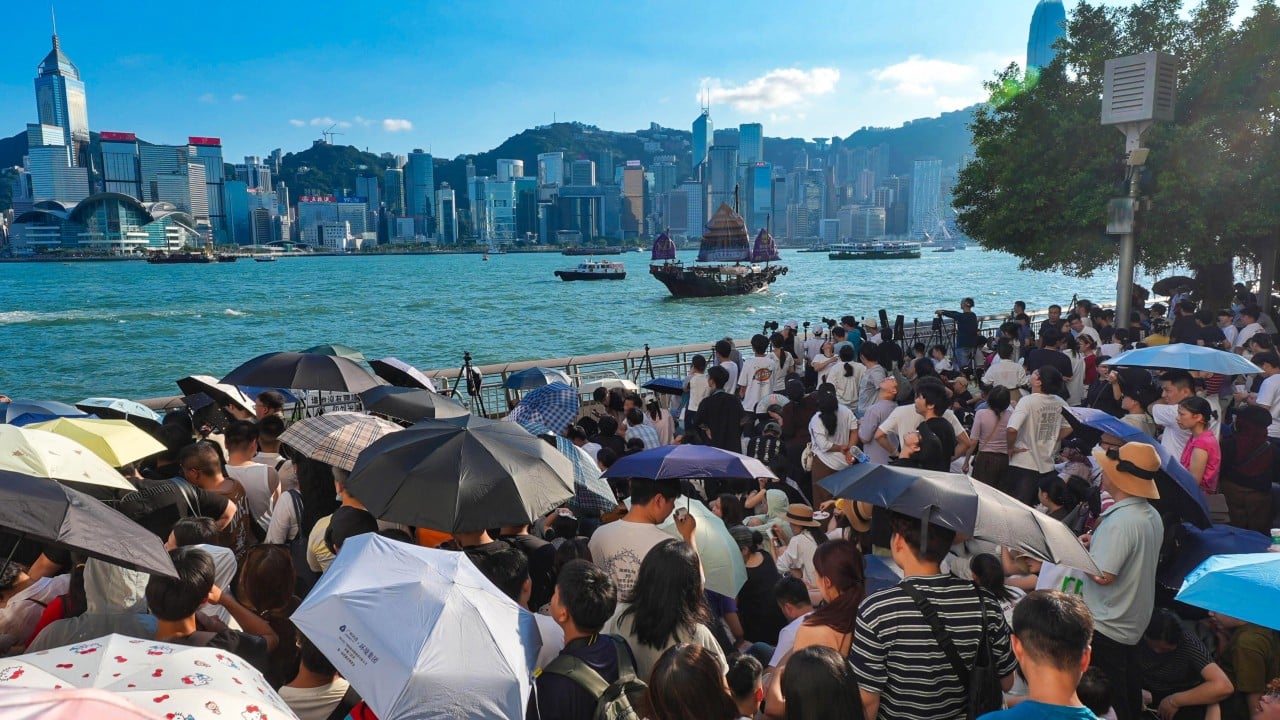 Hong Kong crowds brave the heat to secure spots for National Day fireworks