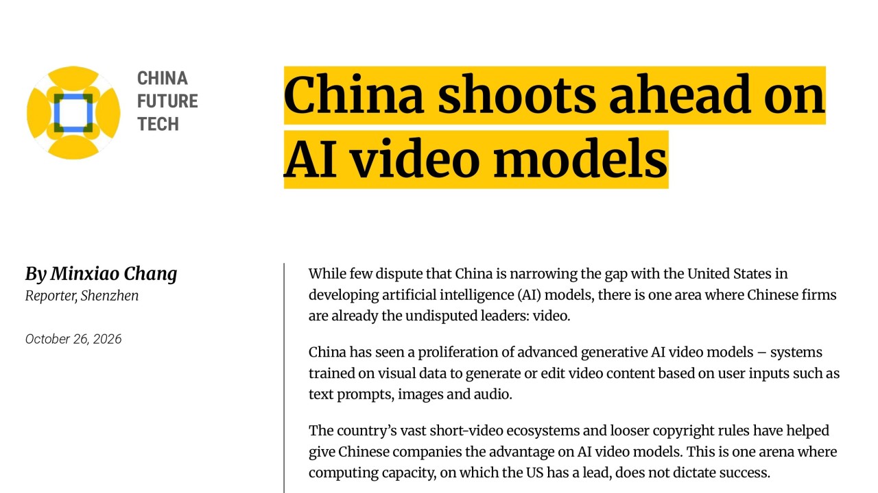 China shoots ahead on AI video models