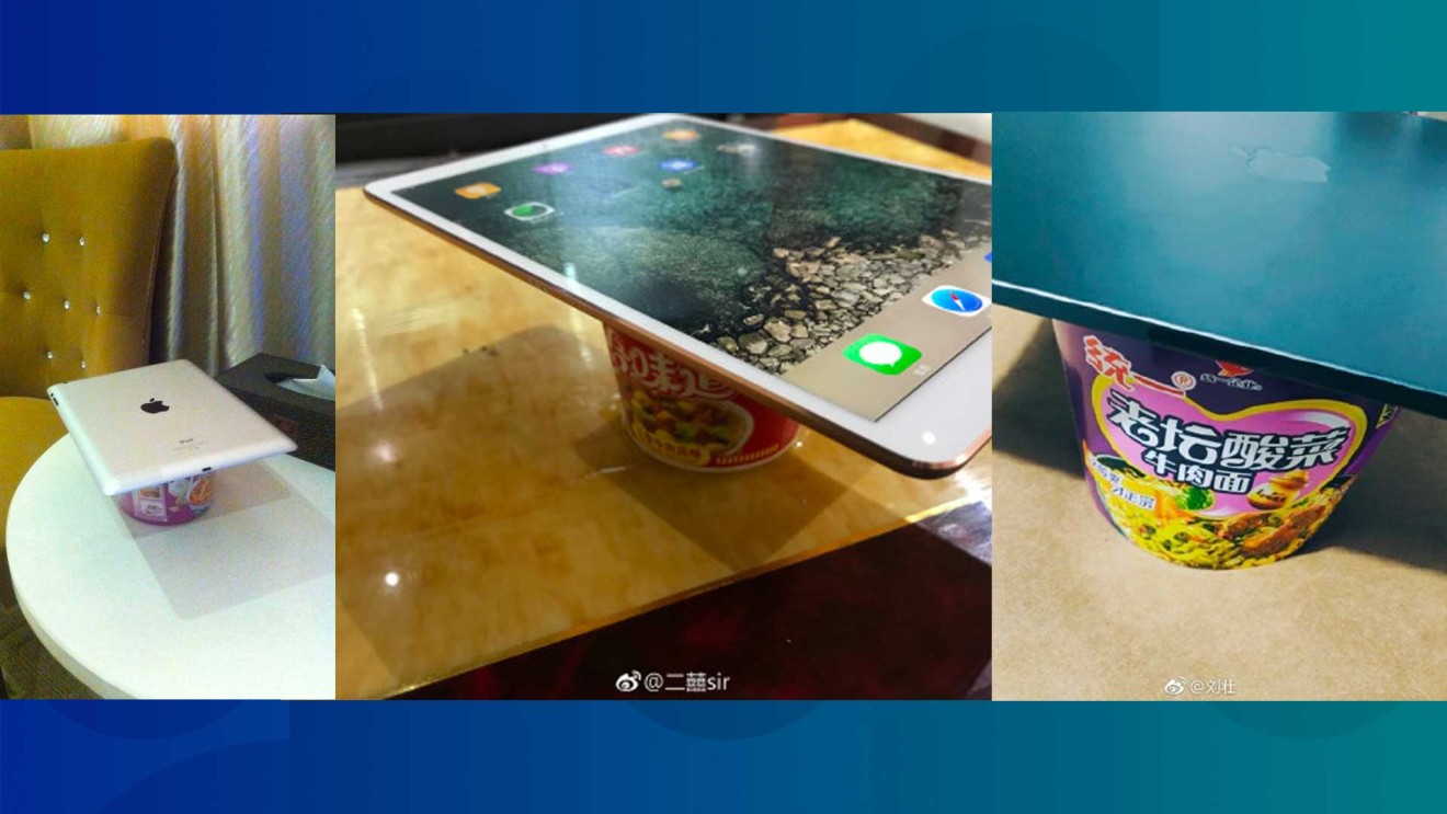 The usefulness of the iPad (or the lack of it) has been a long-standing joke in China: One of these pictures dates back to 2013. (Picture: Baidu Tieba, Weibo)