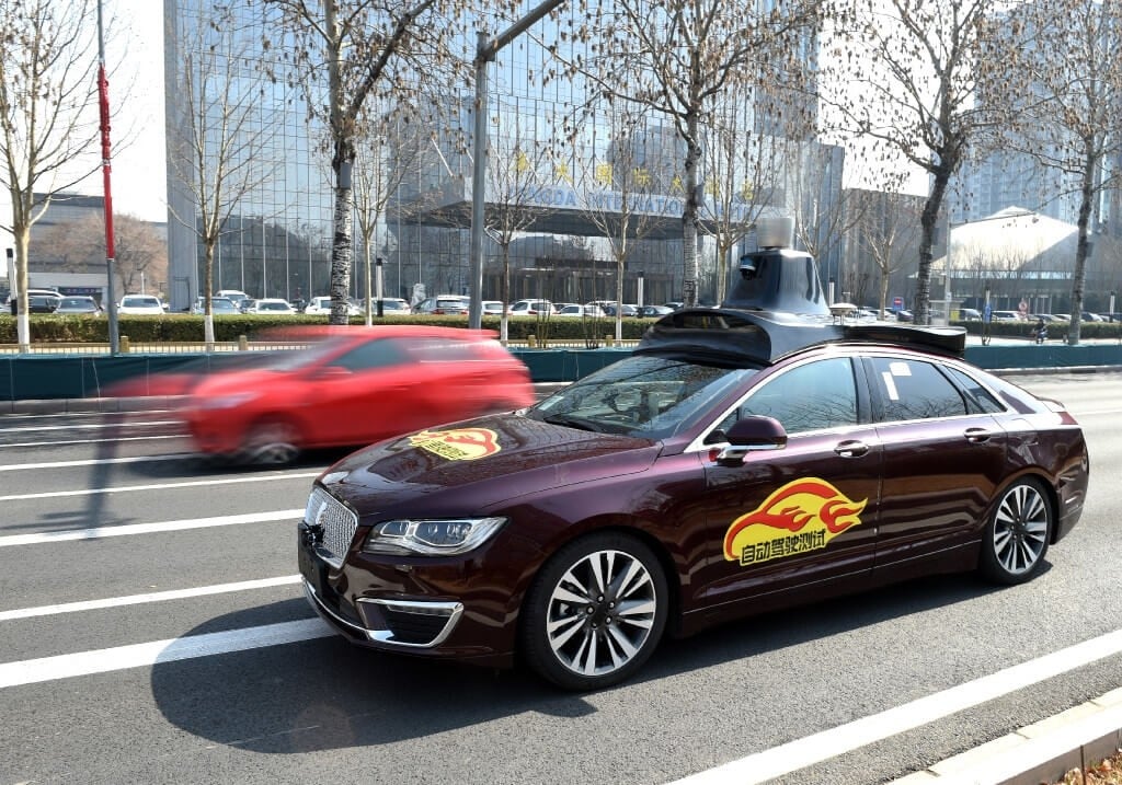 A self-driving vehicle on a road in Beijing. (Picture: Xinhua)