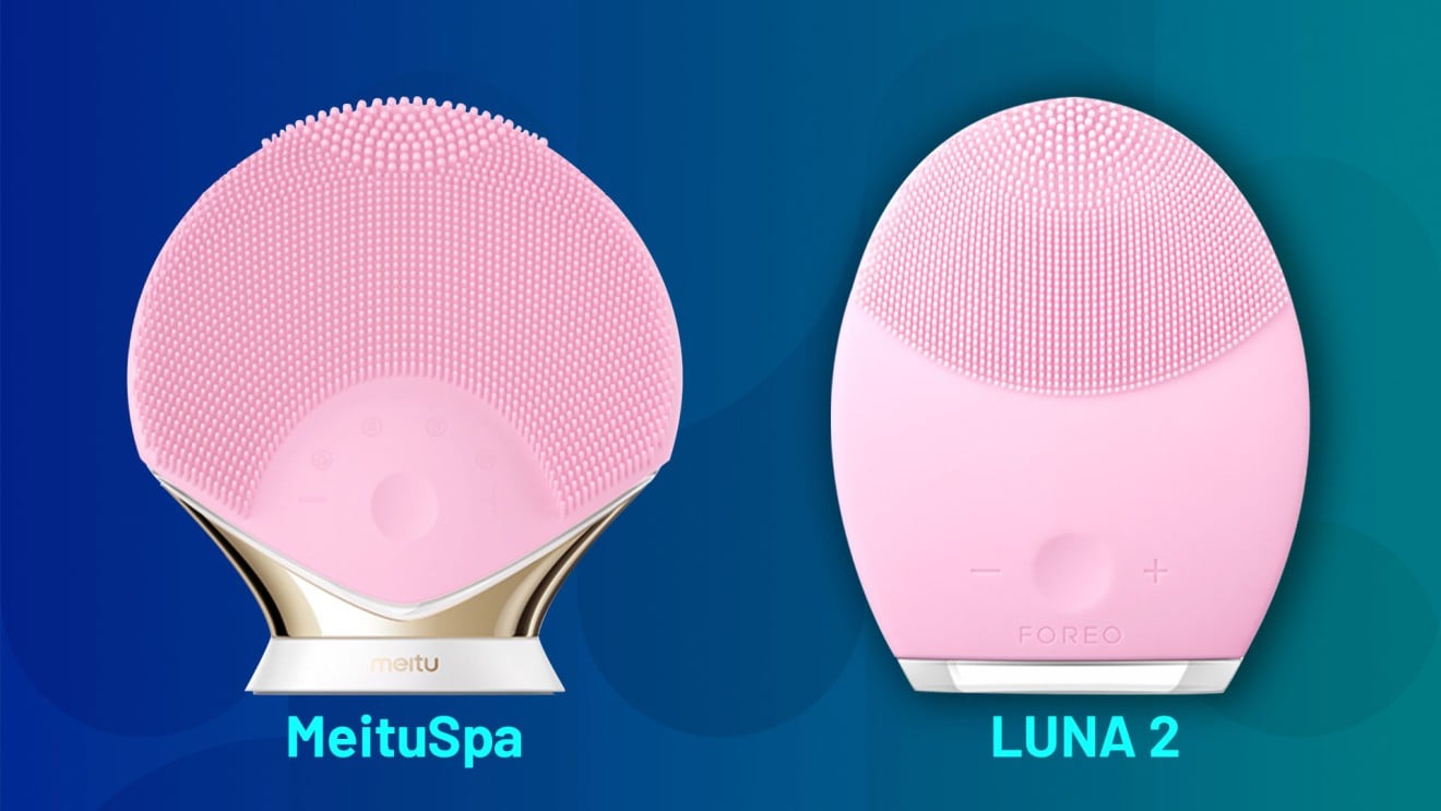 Meitu’s new facial cleansing device versus Foreo’s LUNA 2. (Picture: Meitu/Foreo)