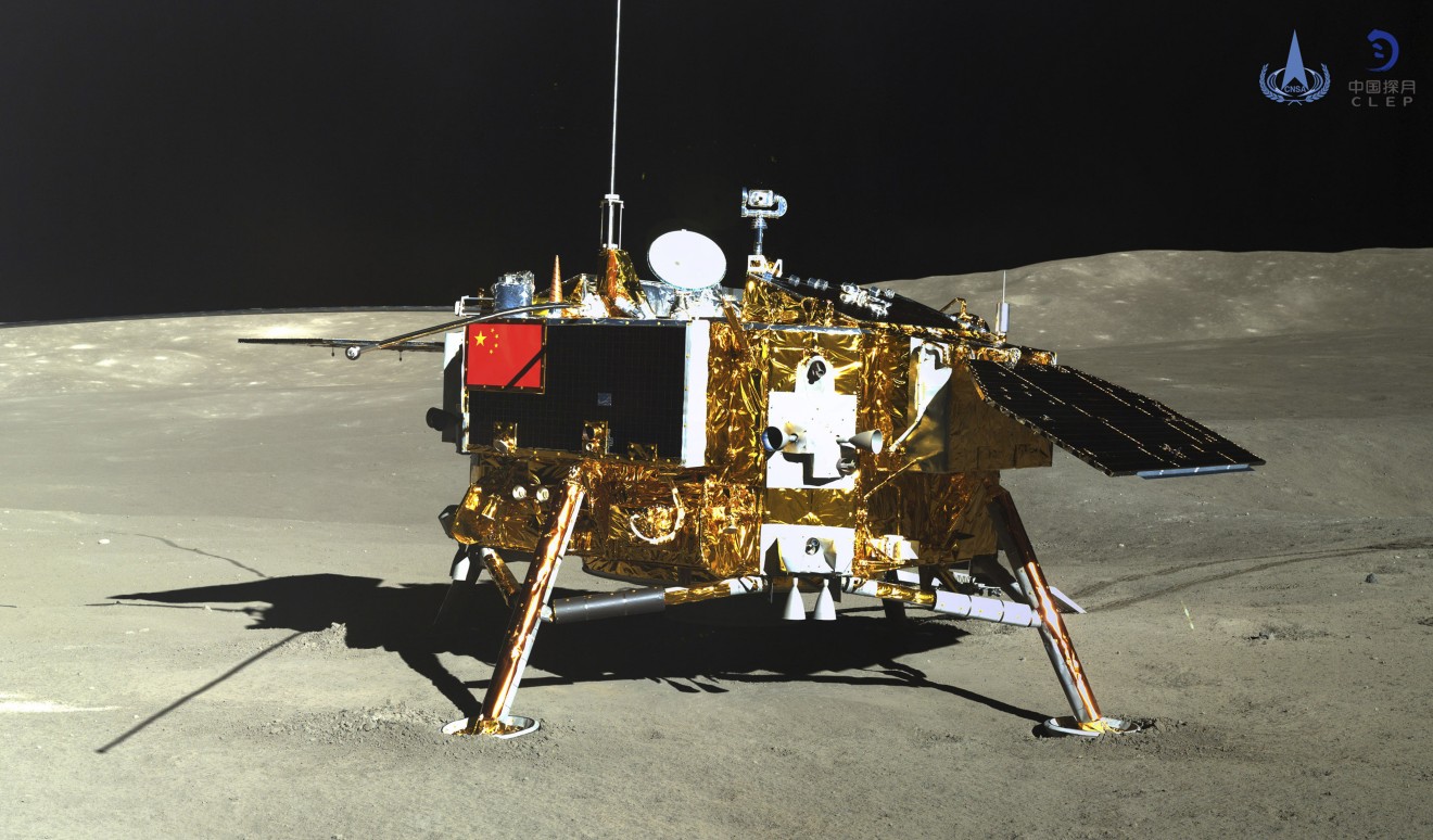 Lunar lander of the Chang'e-4 probe in a photo taken by the rover Yutu-2. Chang’e was the first to roam the far side of the moon. (Picture: China National Space Administration/Xinhu­a News Agency via AP)
