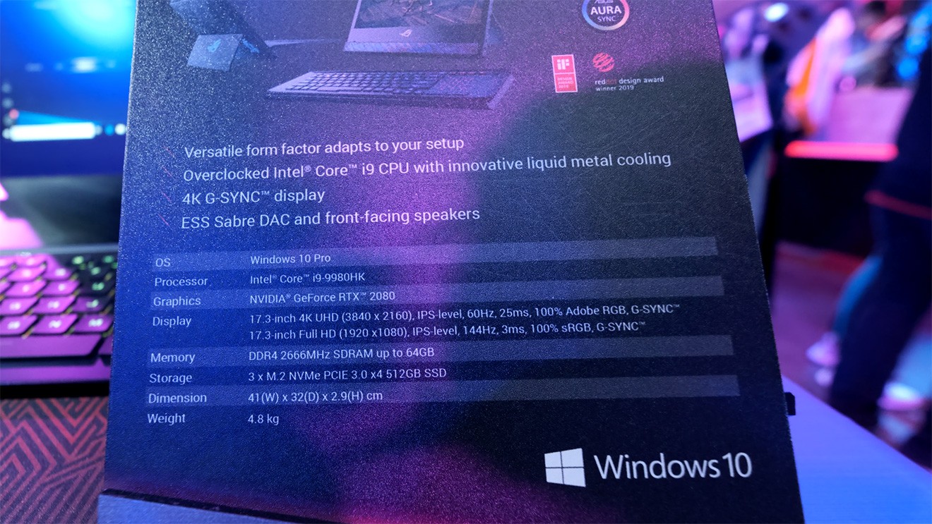 Technical specs of the ROG Mothership.