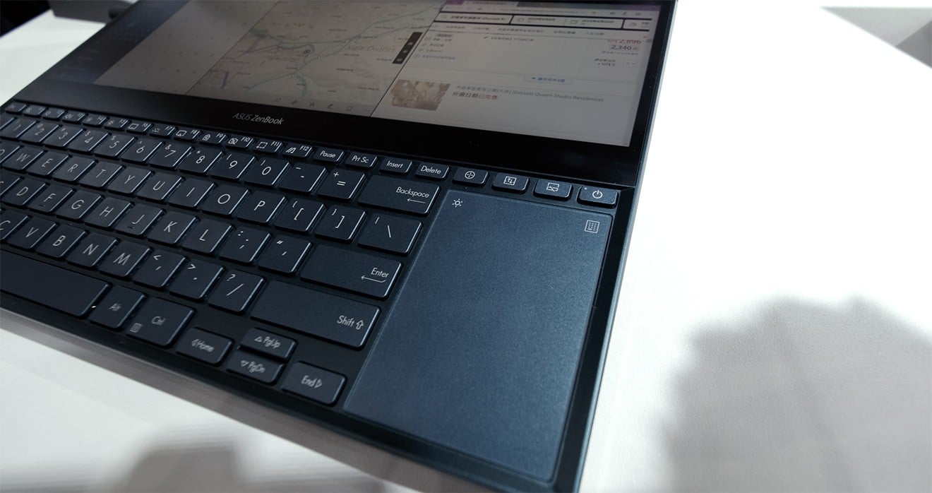 The trackpad is located on the right side of the keyboard.