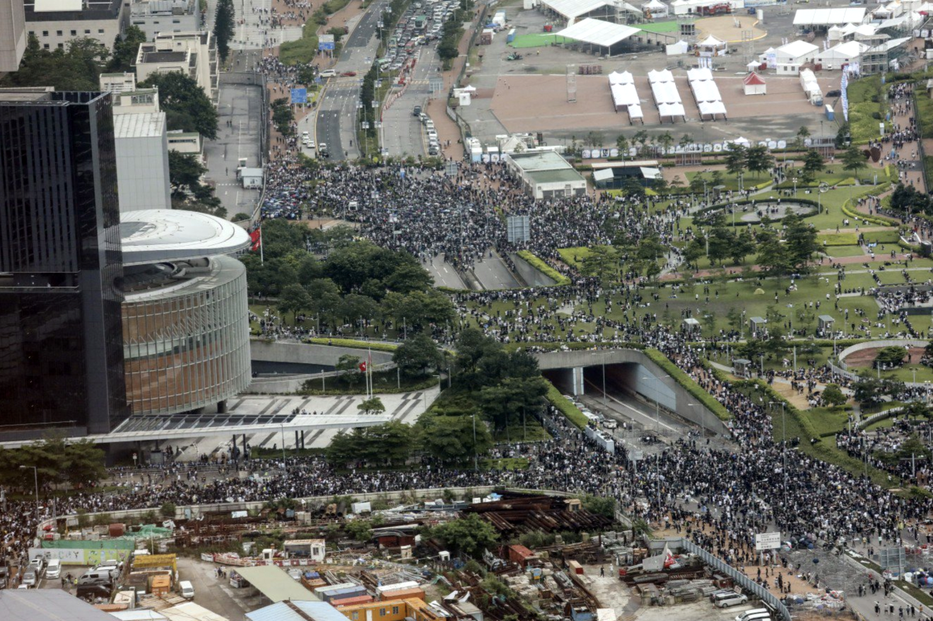 Protesters gathered outside the Hong Kong government headquarters on June 12, 2019. (Picture: Felix Wong/South China Morning Post)