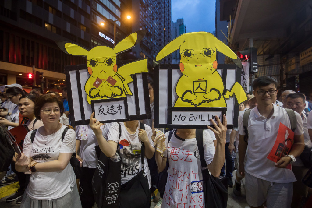 Crying Pikachu -- an unlikely symbol of the Hong Kong protests. (Picture: Paul Yeung/Bloomberg)